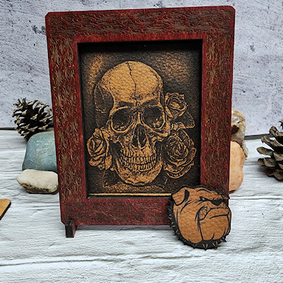 Leather Work Frame Skull Art