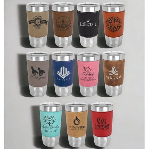 Polar Camel 20 oz. Leatherette Tumbler with Clear Lid Personalized - ohyeafab llc - Personalized Wood Signs