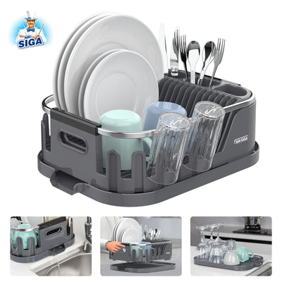 Small Dish Rack with Tray Compact Dish Drainer for Kitchen Counter