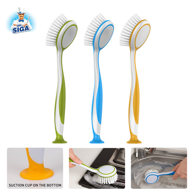 MR SIGA Soap Dispensing Brush Refill Set & 1 Scrubber Pan Pot