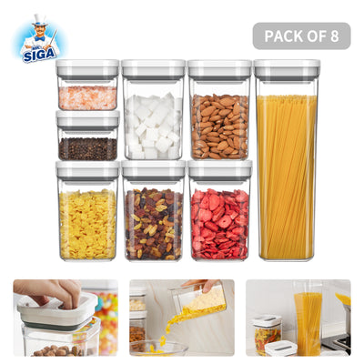 MR.Siga 6 Piece Kitchen Storage Containers Set, BPA Free Kitchen Pantry  Organization Canisters for Cereal, Spaghetti, Pasta, White