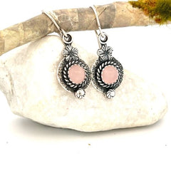rose quartz small silver earrings