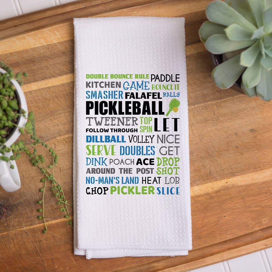 Dinks then Drinks Pickleball Towel, Funny Kitchen Decor — She la la