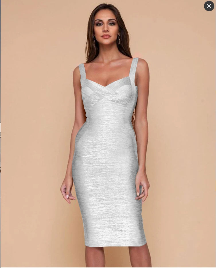 Gold Foil Printed Rayon Bandage Dress - Sexy Celebrity Cocktail