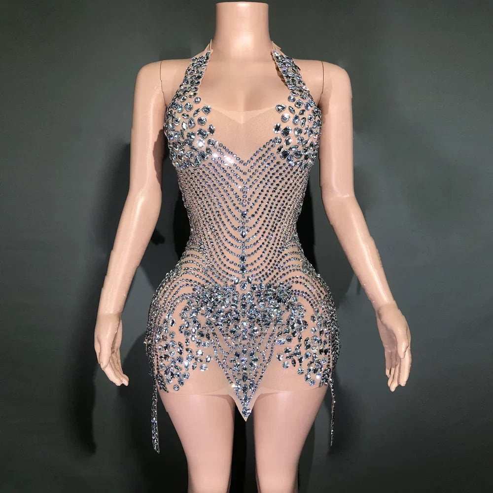 Women's Sexy Halter Bodycon Mini Dress for Nightclub Party