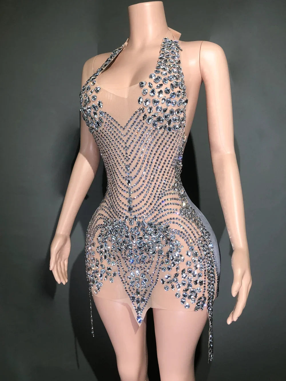 Women’s Sexy Halter Bodycon Mini Dress for Nightclub Party