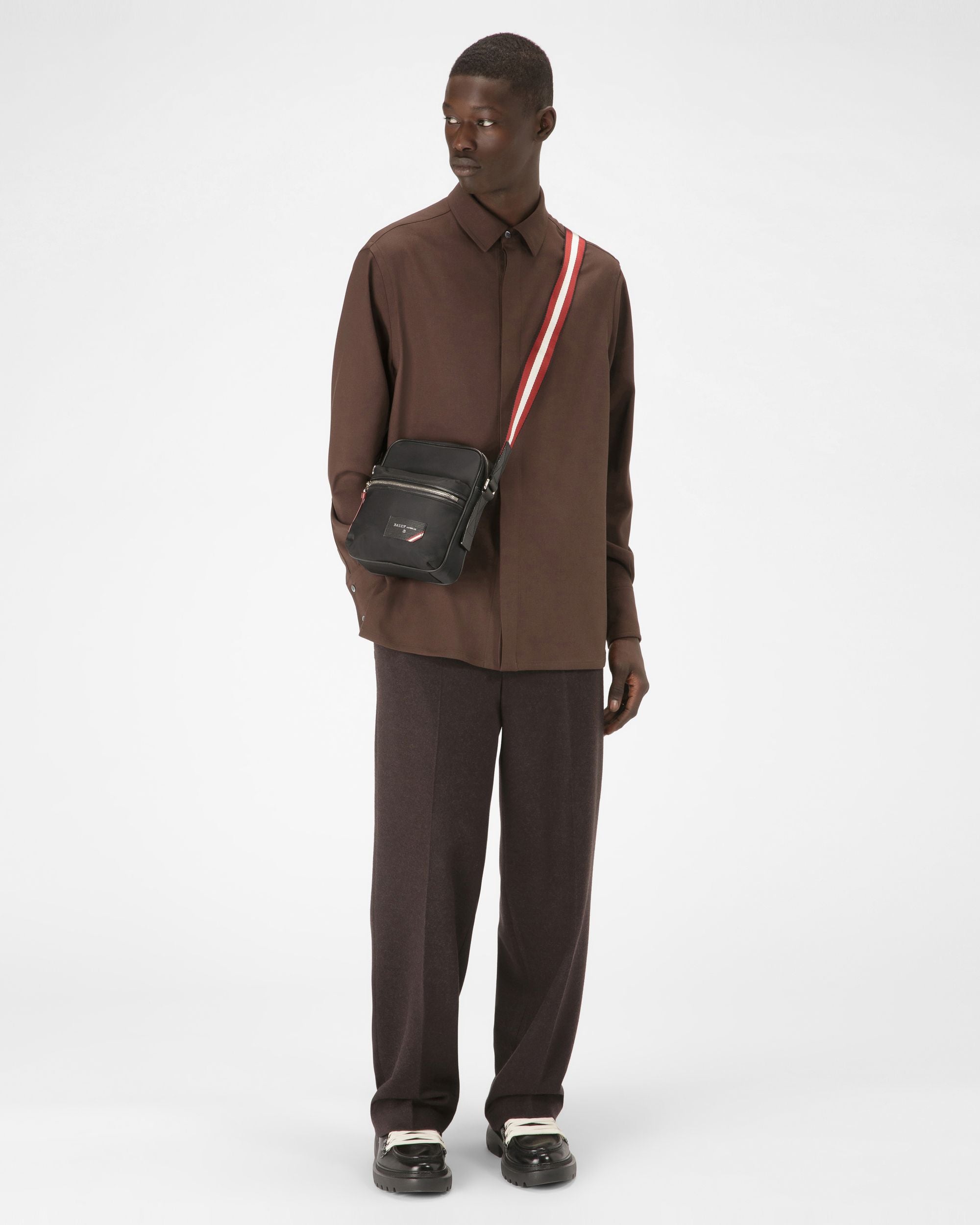 Faara | Men's Crossbody Bag | Black Leather And Nylon | Bally