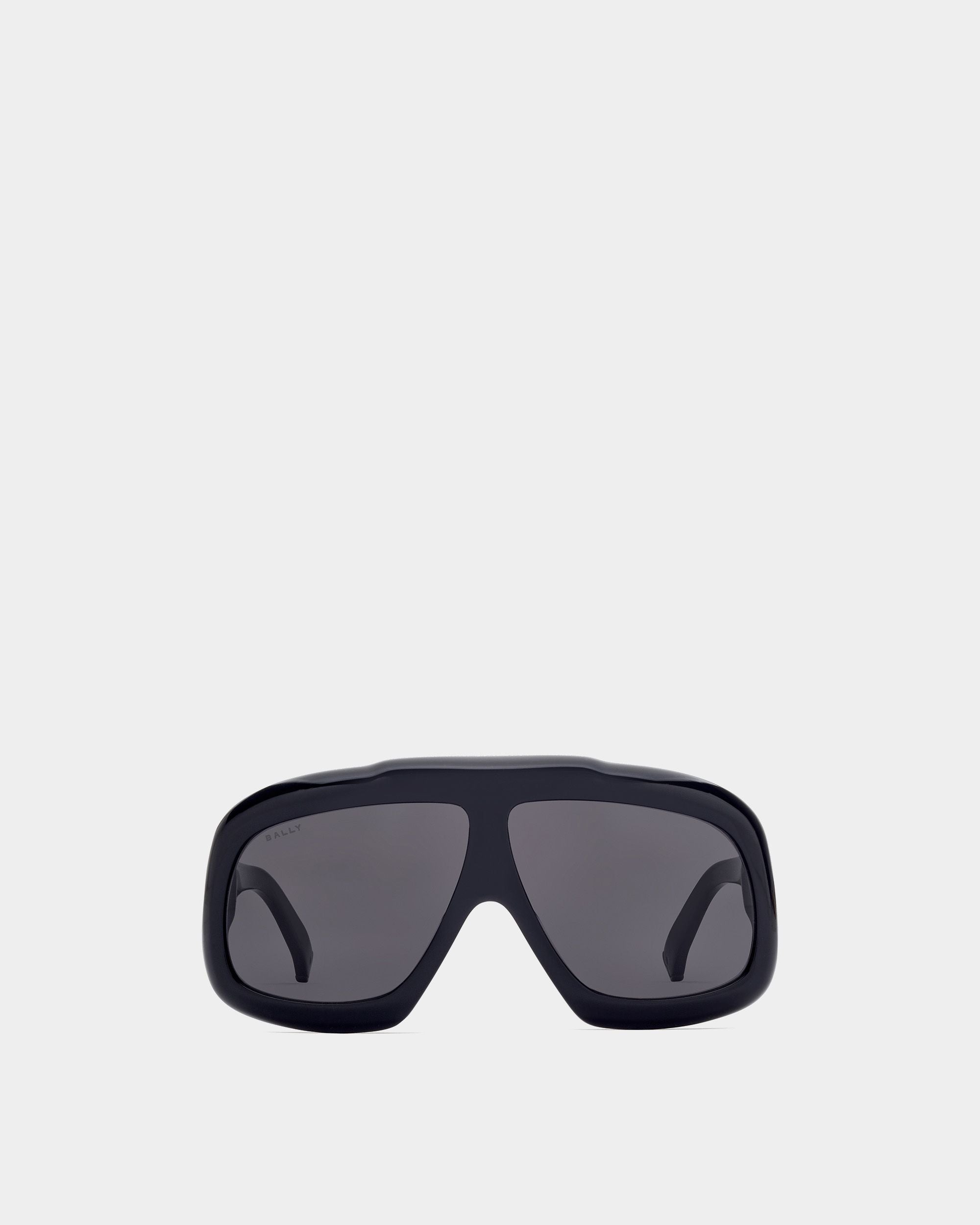 Eyger Sunglasses | Unisex Accessories | Black Acetate with Smoke Lenses | Bally | Still Life Front