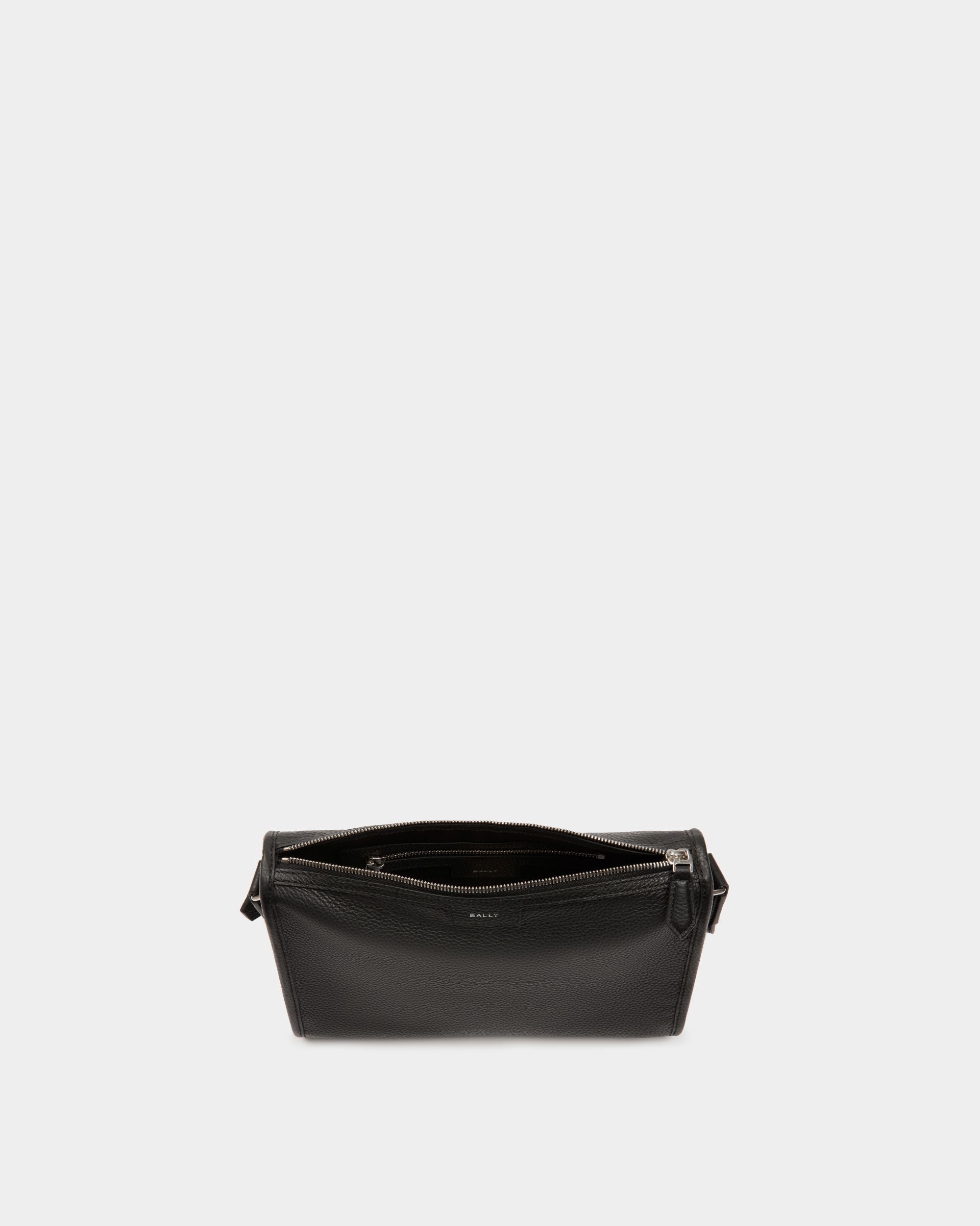 Code Small Messenger Bag in Black Grained Leather