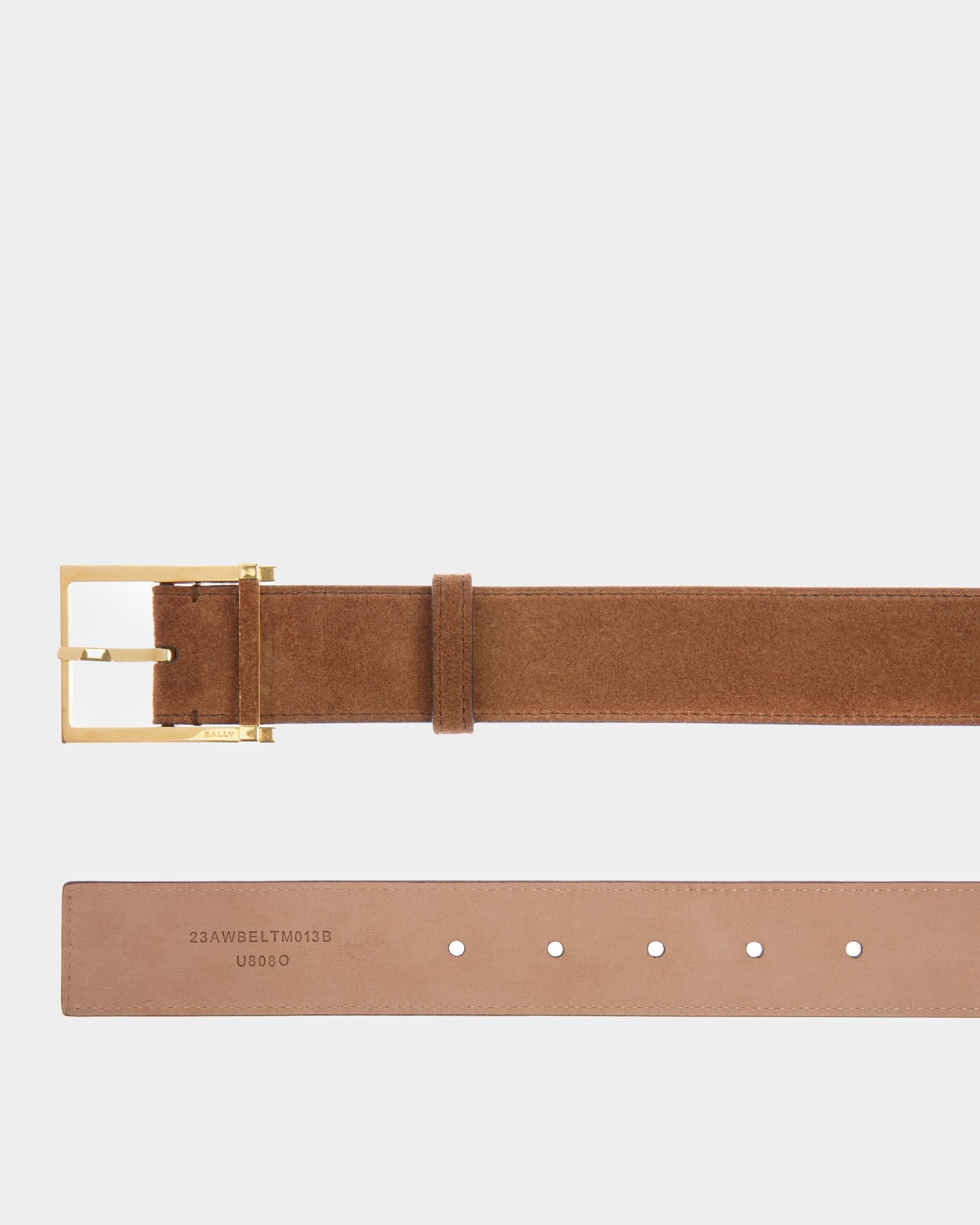 Monogrammed Suede Belt in Brown - Saint Laurent