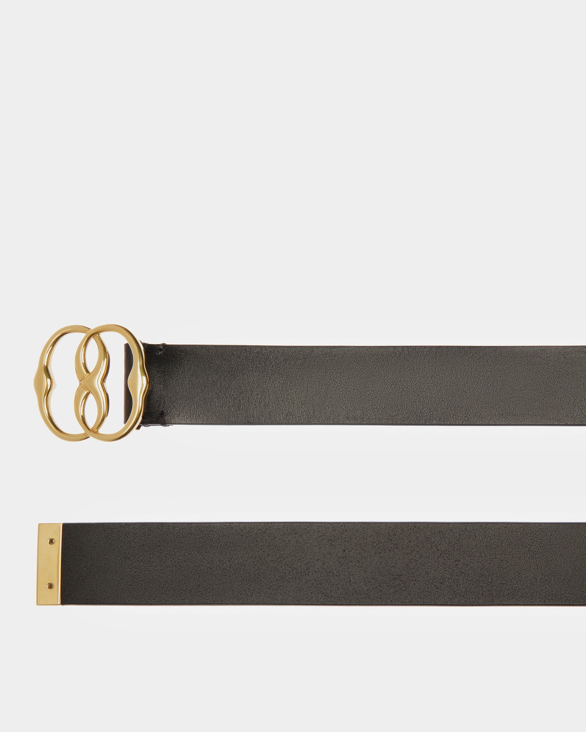 Bally Iconic Buckle Mirror Stripe Belt in Black for Men