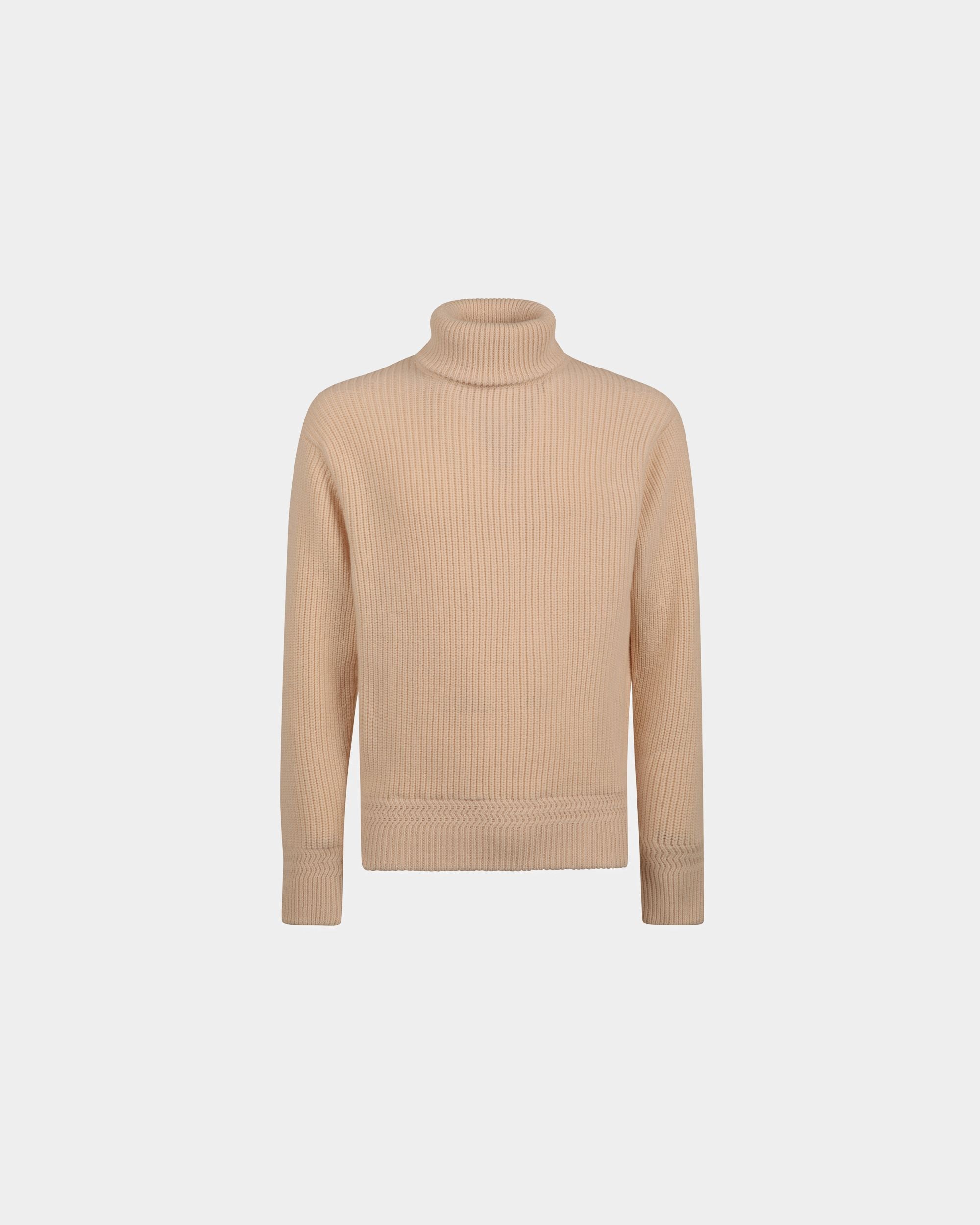 Men's Turtleneck Sweater in Beige Wool | Bally | Still Life Front