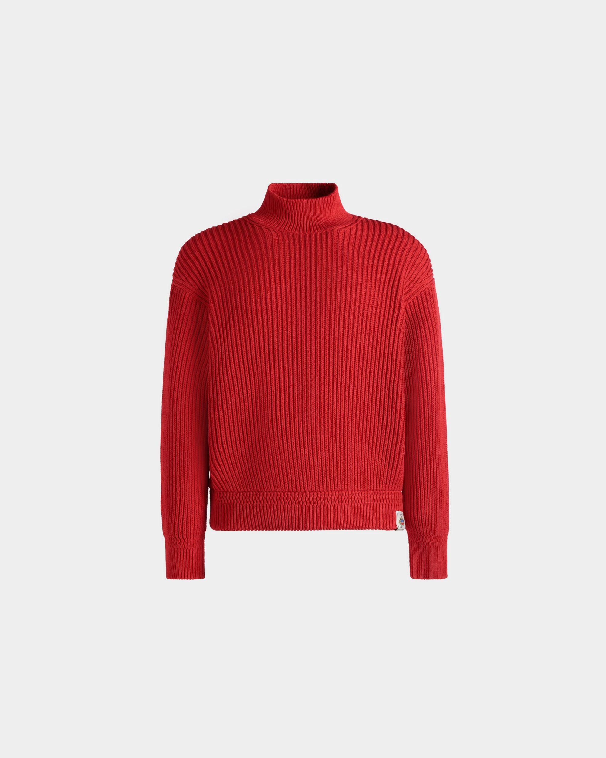 Men's Roll Neck in Candy Red Cotton | Bally | Still Life Front
