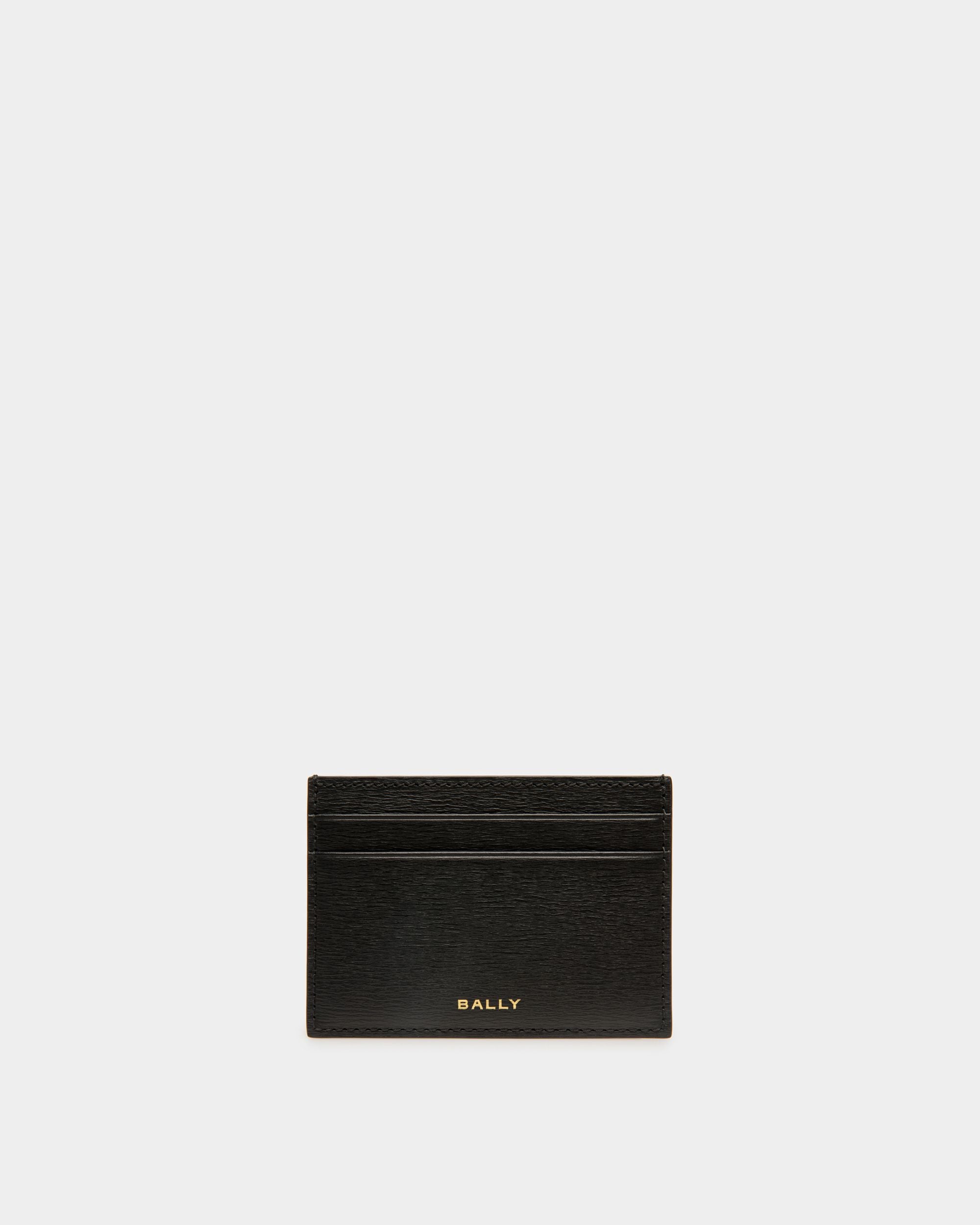 Cny | Men's Card Holder in Black And Red Grained Leather | Bally | Still Life Front