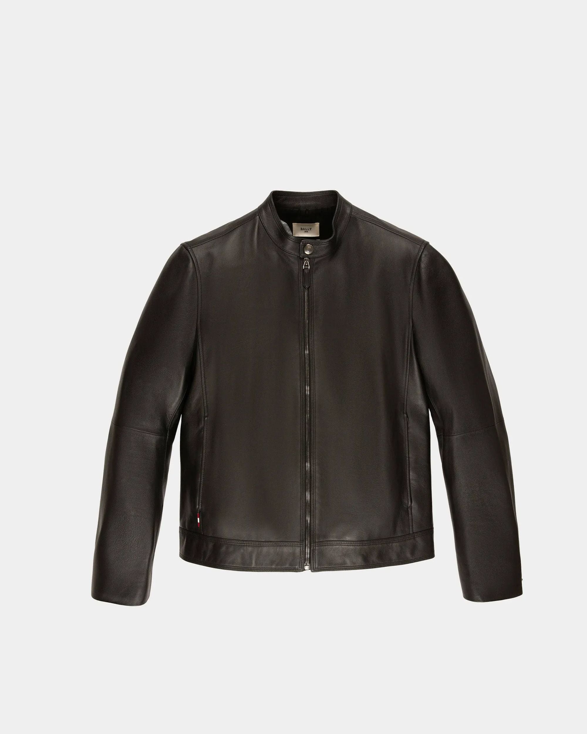 High Neck Blouson | Men\'s Outerwear | Black Leather | Bally