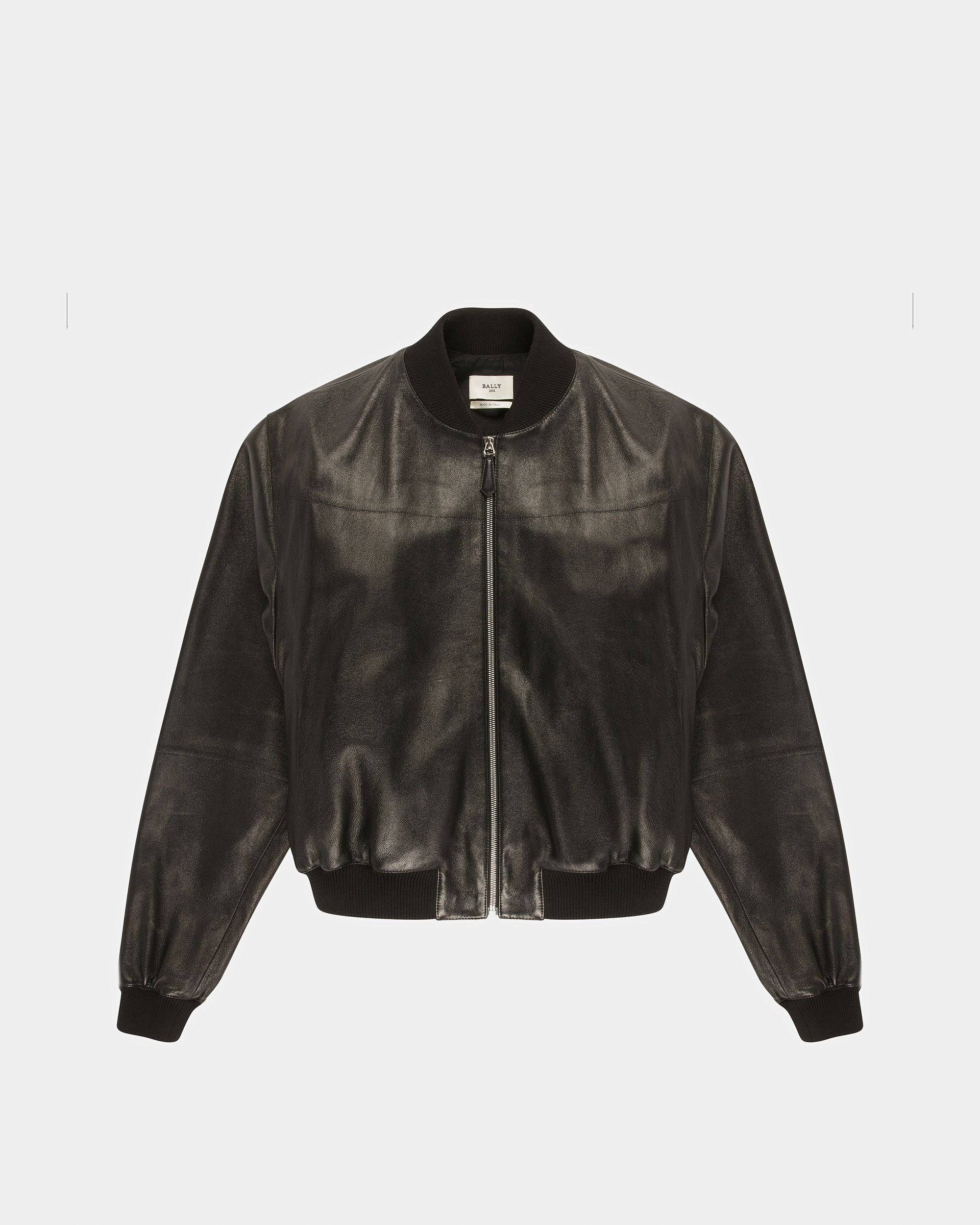 Men's Leather Bomber Black |