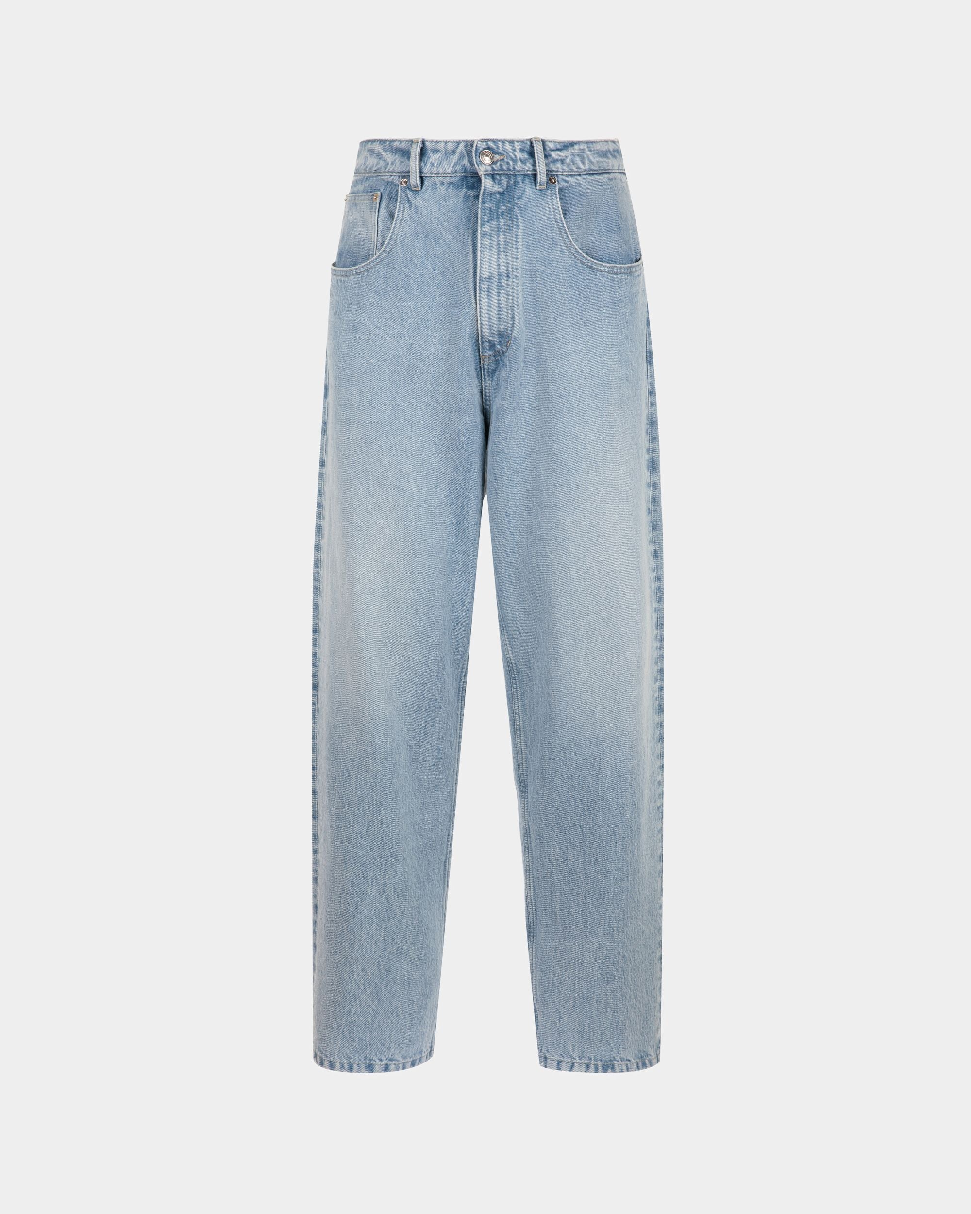 Men's Relaxed Denim Pants in Light Indigo Cotton | Bally | Still Life Front