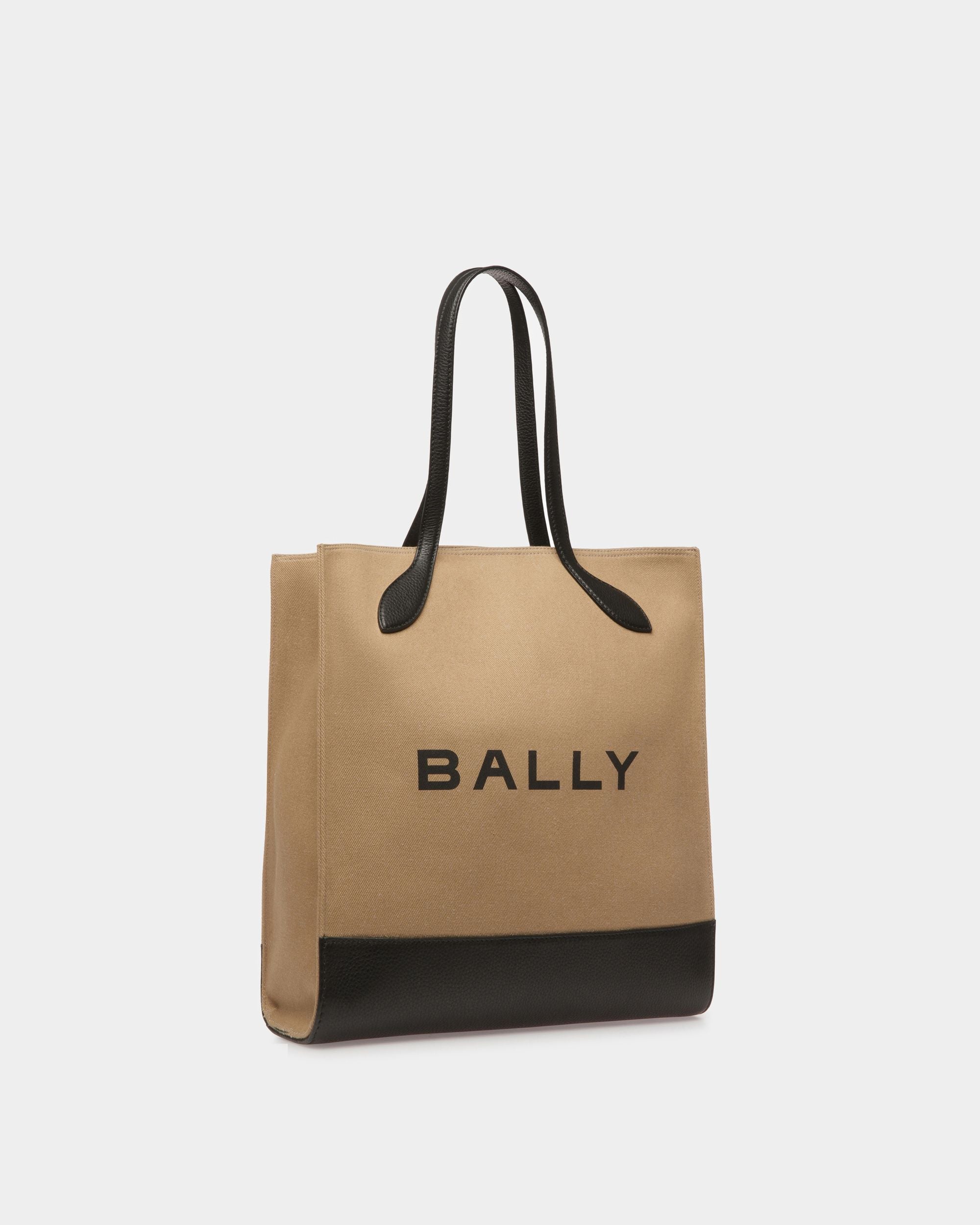 Women's Bar Tote Bag In Natural And Black Fabric | Bally