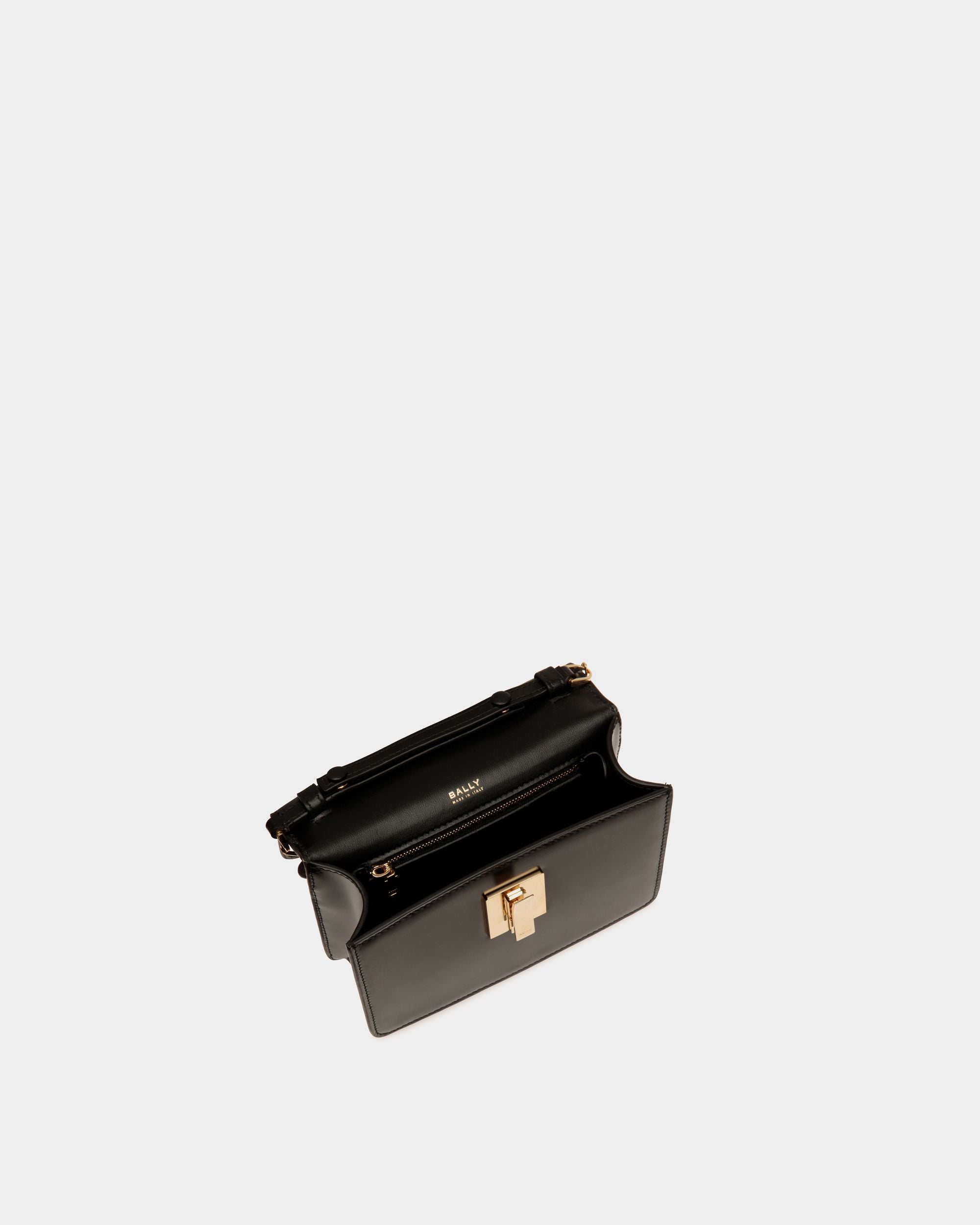 Ollam Mini Top Handle Bag in Black Brushed Leather