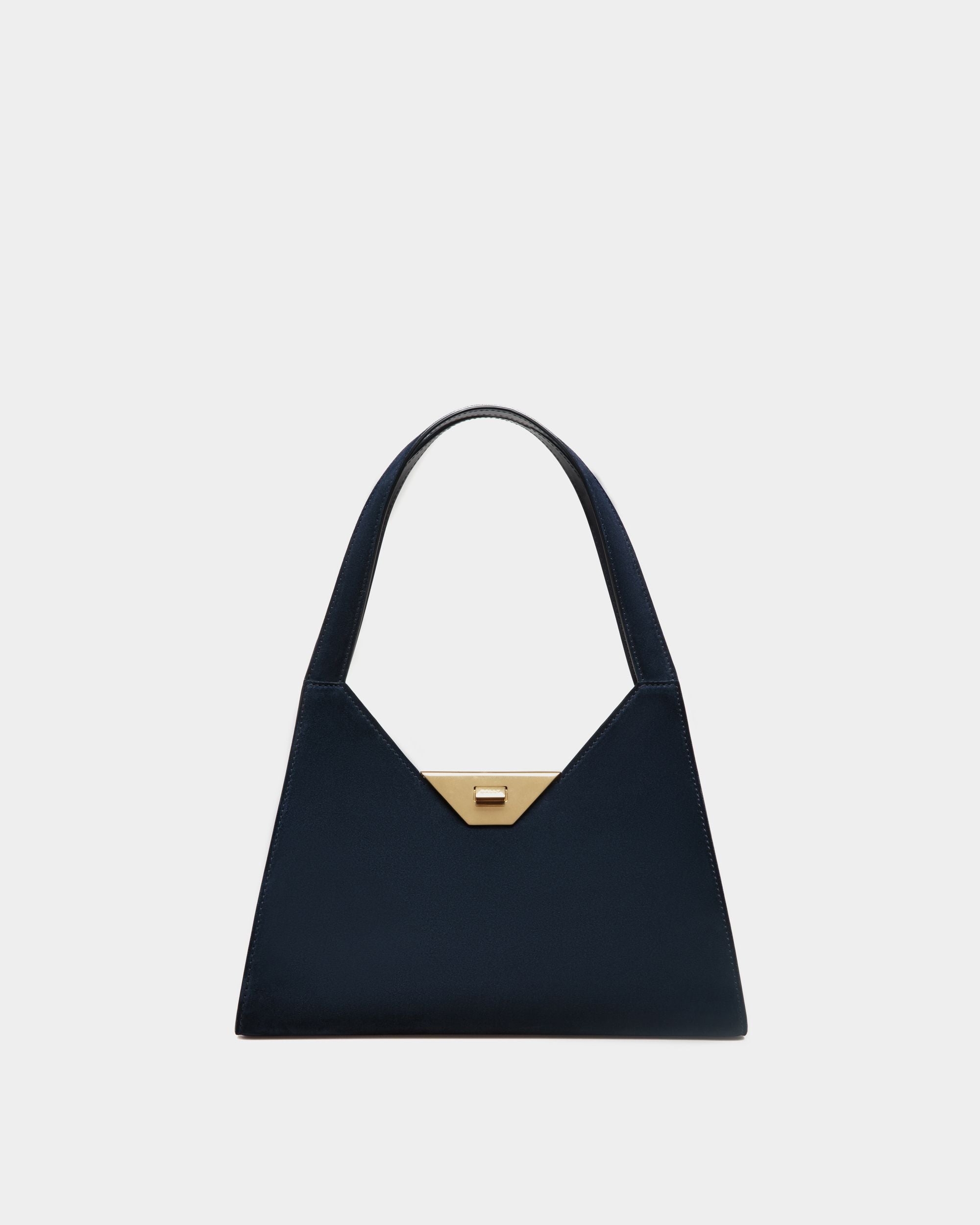 Tilt | Women's Shoulder Bag in Blue Suede | Bally | Still Life Front