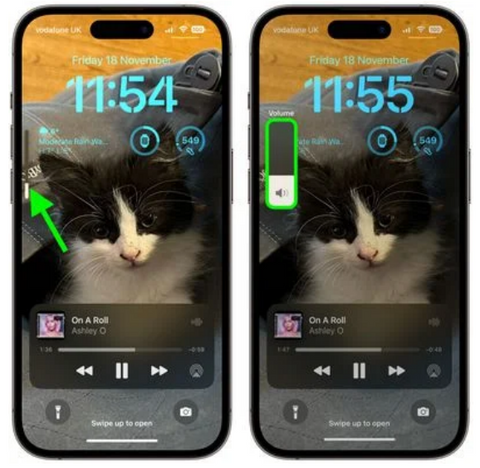 Drag the Volume When adjusting your iPhone's volume