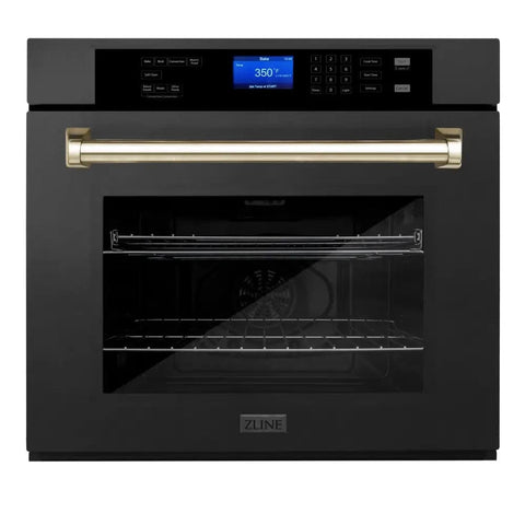 ZLINE 30" Autograph Edition Single Wall Oven with Self Clean and True Convection in Black Stainless Steel (AWSZ-30-BS)