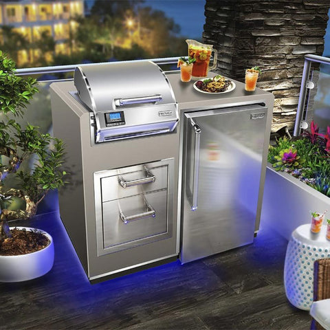 FM ID251 Electric Grill GFRC Island Bundle in Smoke Finish with Refrigerator - ID251R44SM