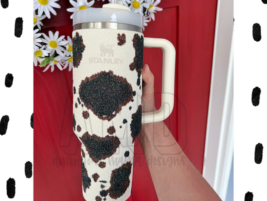 Customized Stanley Tumbler  BlackGlitter Tumbler 40oz