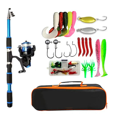 Fishing Pole Set Full Kits With Telescopic Fishing Rod And