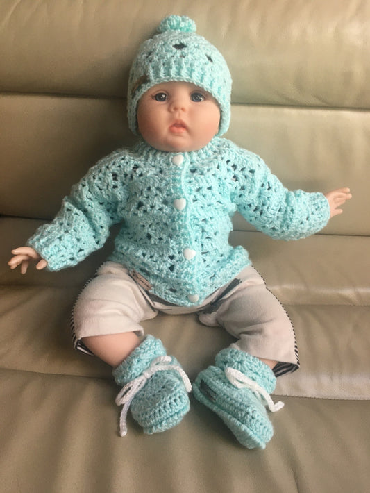 Zac Crochet Baby Sweater Hat and Booties Set Crochet Pattern Baby to 2 –  Lisa's Crochet Designz