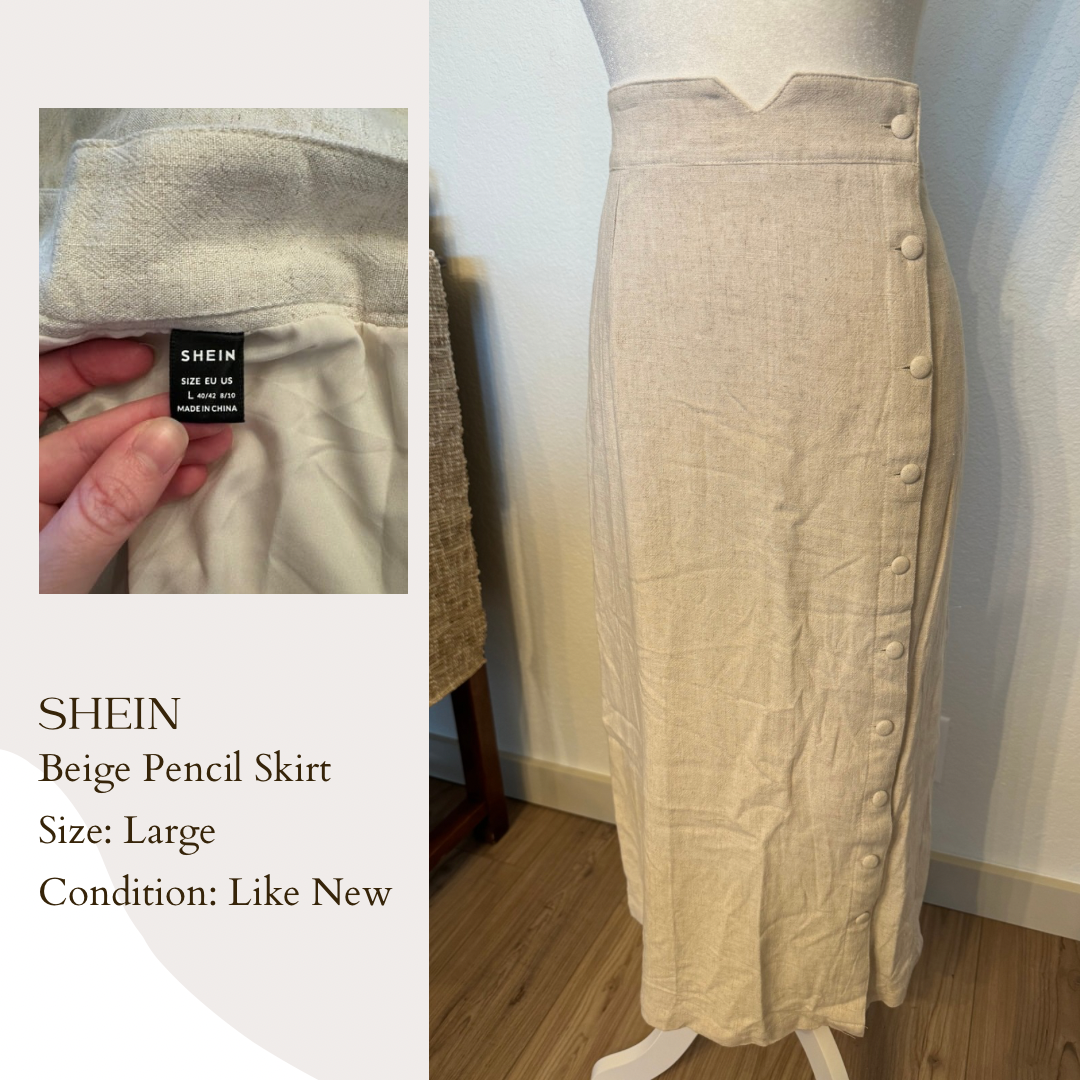 Shein Beige Pencil Skirt