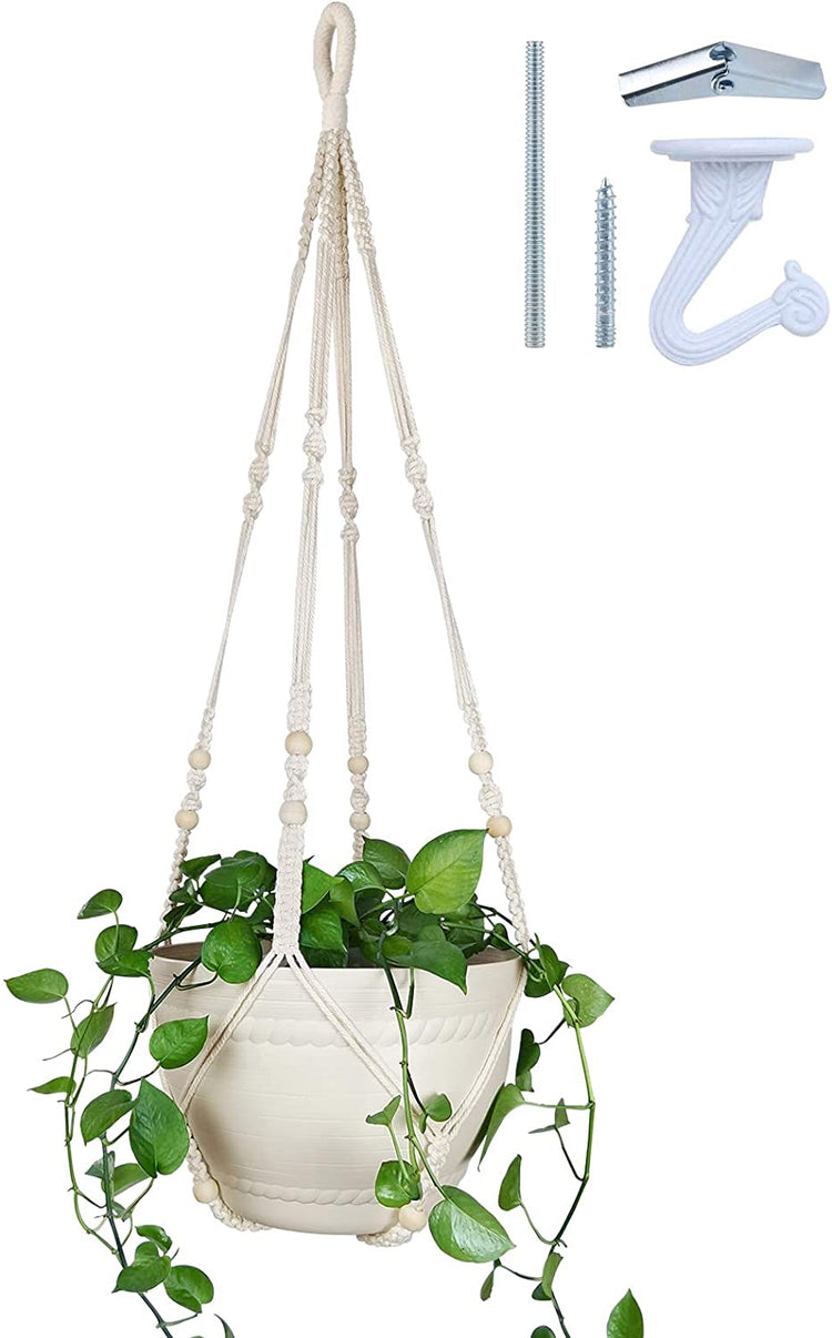 2 Pack 43 Inch Macrame Plant Hangers Large Long for Indoor Outdoor Hanging Planter Holders with Ceiling Swag Hooks by Bouqlife