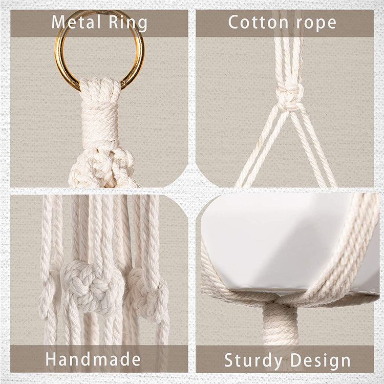 Aisto 5 Pack Colorful Macrame Plant Hanger with Hooks Set Cotton Rope Hanging Plant Holder Indoor & Outdoor Decor Bundle with Ceiling Hooks & S Hooks
