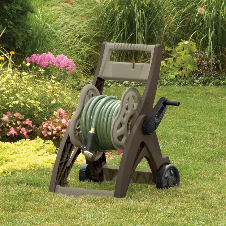 150 Ft Portable Hose Reel Cart Light Wheels Roll Up Garden Water Storage Wash