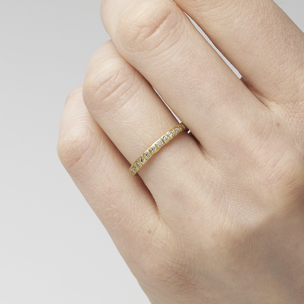 White Diamond and Yellow Gold Eternity Band – Ruth Tomlinson