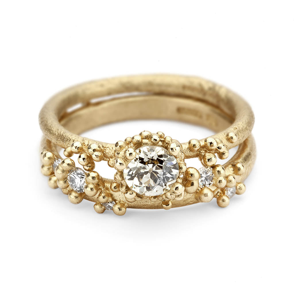 Unique Solitaire Champagne Diamond Engagement Ring from Ruth Tomlinson