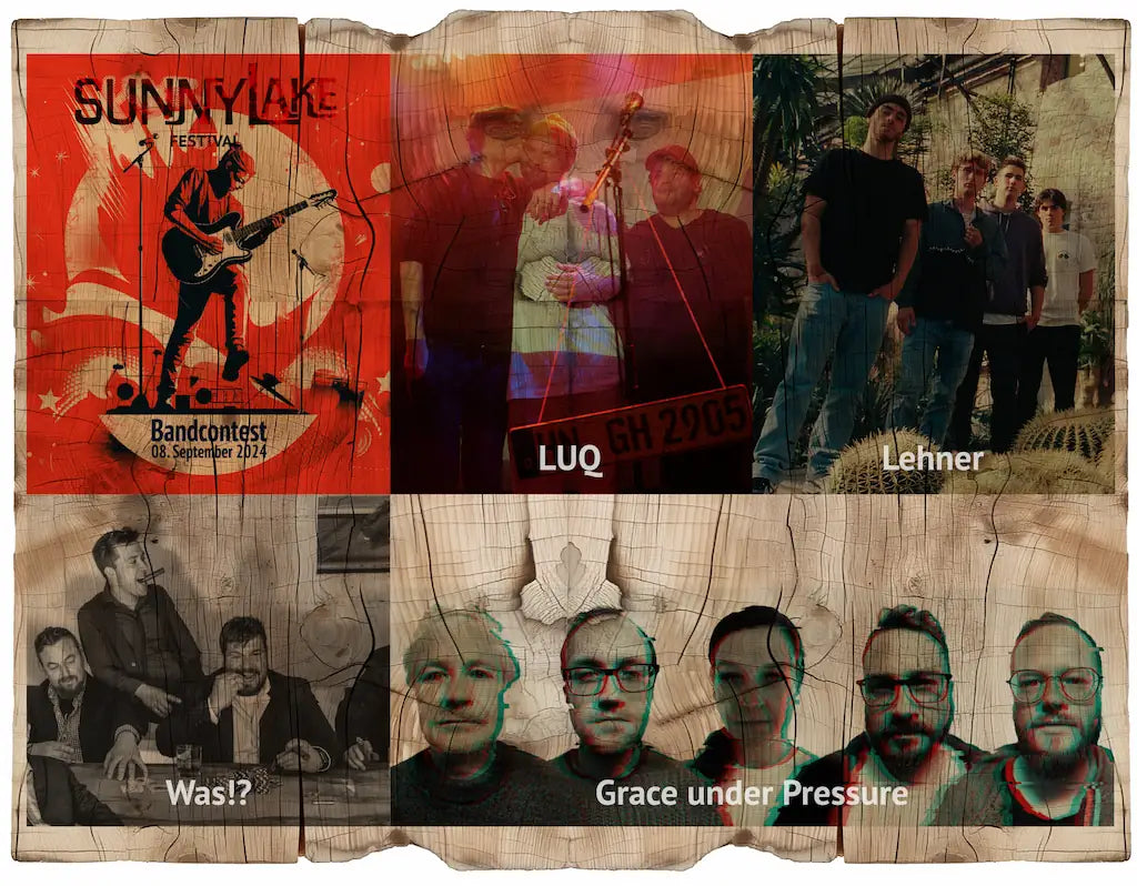 Alle Bands des SunnyLake Bandcontest: LUQ, Was!?, Lehner und Grace under Pressure.