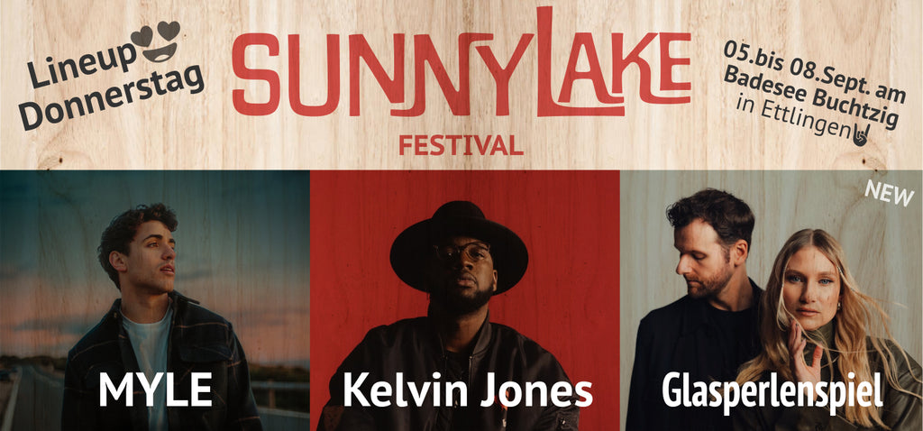 berblick ber den 05. September des SunyLake Festivals, in bei dem Glasperlenspiel, Kelvin Jones, und MYLE auftreten werden.