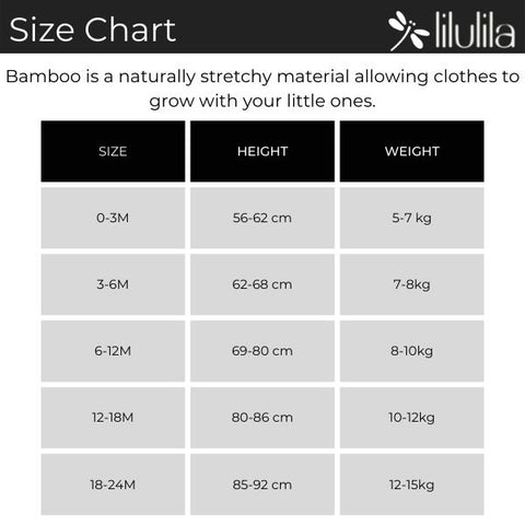 Lilulila Size Chart | Pop UP