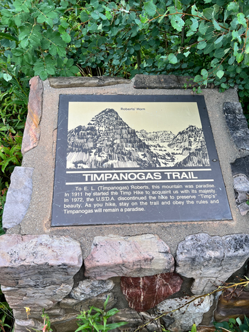 Plaque at the base of the Aspen Grove trail honoring Eugene "Timp" Roberts