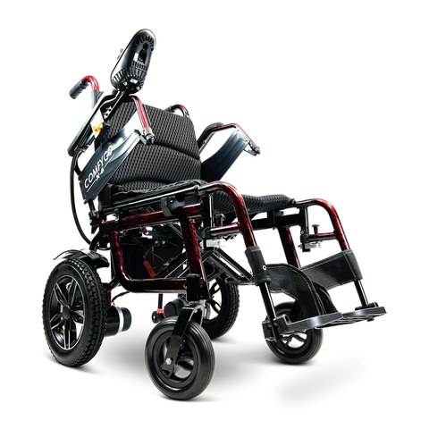 The ComfyGO X-6 Electric Wheelchair comes with a high-capacity lithium battery that can last up to 13 miles on a single charge.