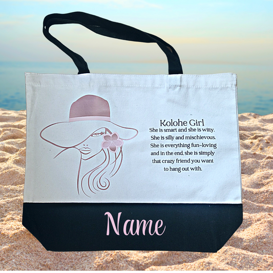 Honey Girl Tote Bag - Canvas - Personalized - Black – Simply Kalani