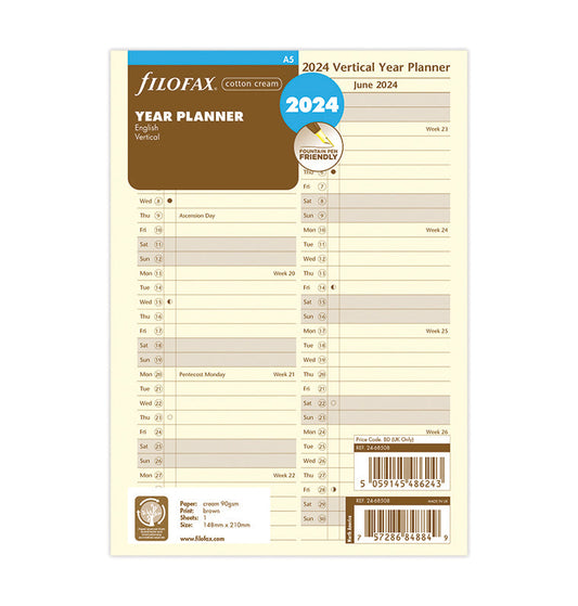 FILOFAX Recharge Planning annuel vertical - anglais - Format A5 - 2023 -  Agenda - LDLC