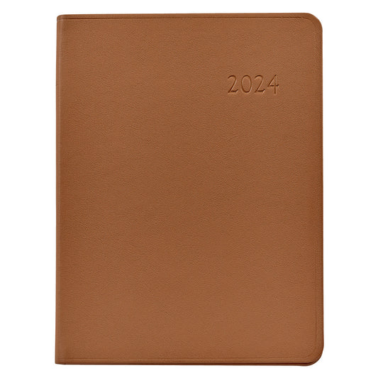 2024 Daily Journal Planner  British Tan Traditional Leather