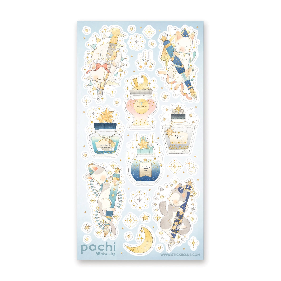 Faire Stickii Sticker Sheet - Starry Fountain Pen