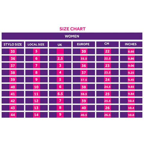 Ladies Shoes Size Chart – Stylo Global