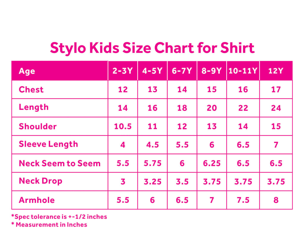 Kids Shirt Size Chart