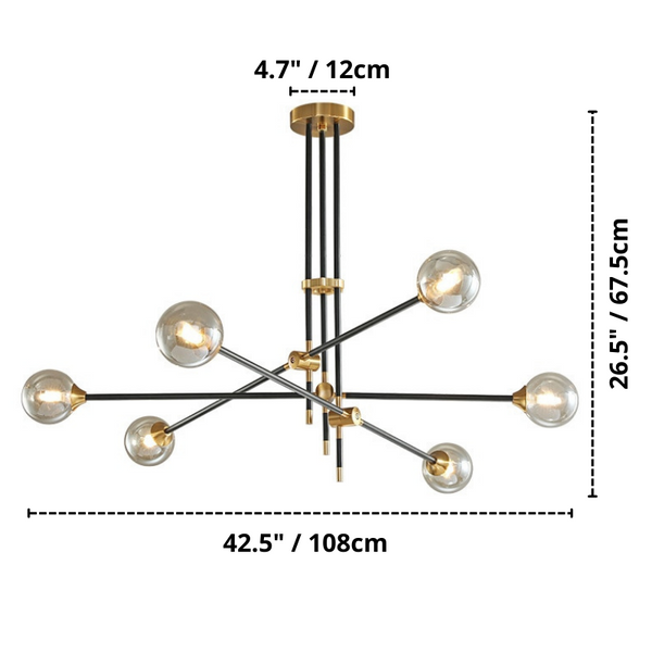 Caspian Multi-Bulb Light Fixture 6 bulb dimensions