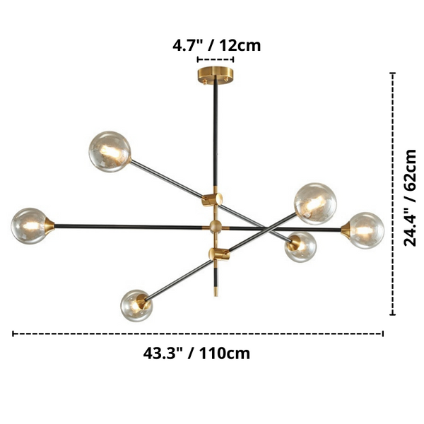 Caspian Multi-Bulb Light Fixture 6 bulb single pole dimensions