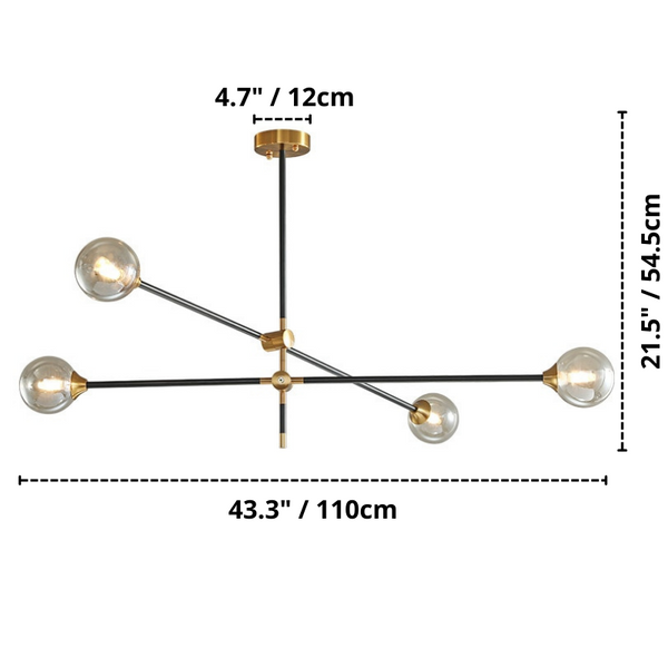 Caspian Multi-Bulb Light Fixture 4 bulb dimensions